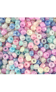 Glass seed beads 8/0 (3mm) Multicolour shiny pastel